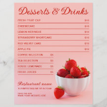 Menu des desserts du restaurant Café aux fraises s