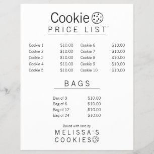 Prospectus 21,6 Cm X 24,94 Cm Menu simple de boulangerie prêt à la marque 