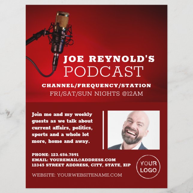 Prospectus 21,6 Cm X 24,94 Cm Micro professionnel, Podcaster, Publicité podcast (Devant)