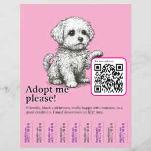 Prospectus 21,6 Cm X 24,94 Cm Modèle de flyer d'adoption de chien à détacher 