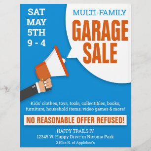 Prospectus 21,6 Cm X 24,94 Cm Modèle de flyer de vente de garage multi-familial