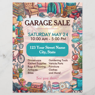 Prospectus 21,6 Cm X 24,94 Cm Modèle de flyer pour vente de garage