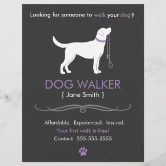 Prospectus 21,6 Cm X 24,94 Cm Modèle de prospectus d'affaires de Dog Walker Walk