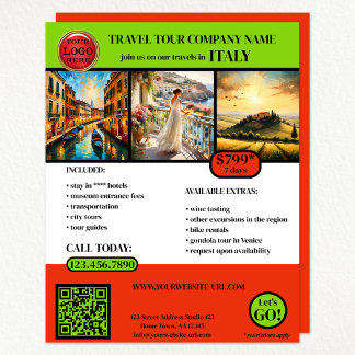 Prospectus 21,6 Cm X 24,94 Cm Modèle photo de voyage italien