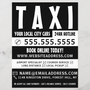 Prospectus 21,6 Cm X 24,94 Cm Modern Bold, Taxi Cab Firm with Price List