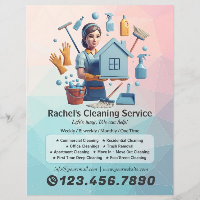 Prospectus 21,6 Cm X 24,94 Cm Modern House Cleaning Maid Service Housekeeping (Devant)