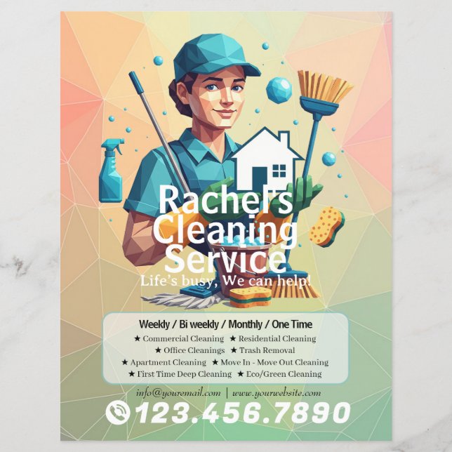 Prospectus 21,6 Cm X 24,94 Cm Modern House Cleaning Maid Service Housekeeping (Devant)