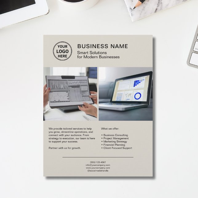 Prospectus 21,6 Cm X 24,94 Cm Modern Logo Photo Professional Services Business (Modern Logo Photo Professional Services Business Flyer)
