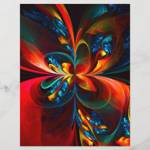 Prospectus 21,6 Cm X 24,94 Cm Moderne Floral Abstrait Art Orange Bleu Motif #14