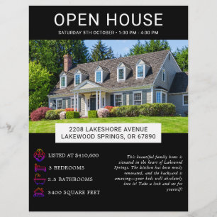 Prospectus 21,6 Cm X 24,94 Cm Moderne minimaliste immobilier Open House Flyer