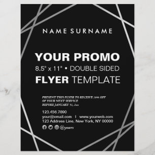 Prospectus 21,6 Cm X 24,94 Cm Moderne minimaliste Silver Black Géométrique 8,5 p