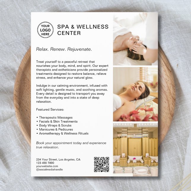 Prospectus 21,6 Cm X 24,94 Cm Moderne Spa Wellness White Promotions Business (Create your own Spa & Wellness Center Business Flyer)