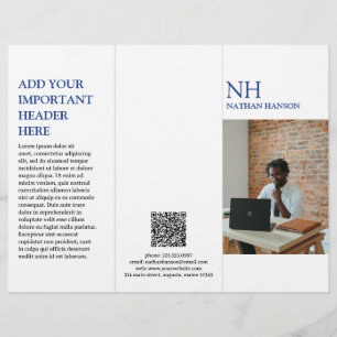 Prospectus 21,6 Cm X 24,94 Cm Monogramme bleu simple Brochure moderne