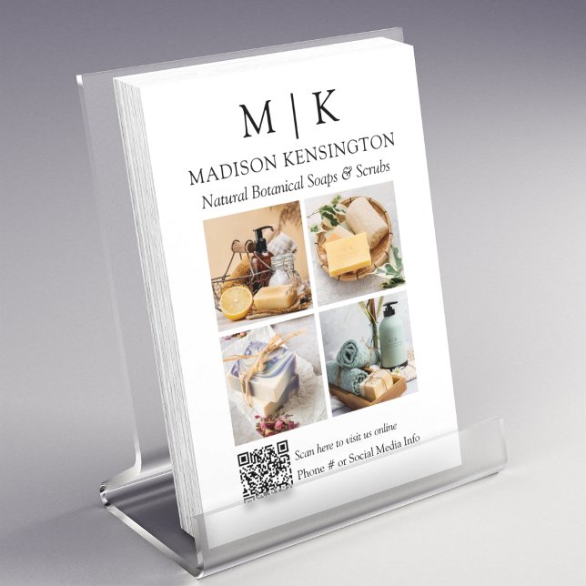 Prospectus 21,6 Cm X 24,94 Cm Monogramme ou ajouter un logo Business QR Code 4 P (Edit to Customize text, colors and more)