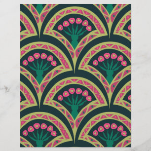 Prospectus 21,6 Cm X 24,94 Cm Motif de ventilateur floral rose et vert