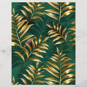 Prospectus 21,6 Cm X 24,94 Cm Motif sans couture avec des fougères dorées
