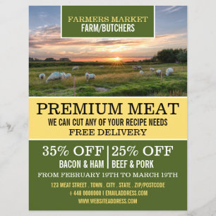 Prospectus 21,6 Cm X 24,94 Cm Moutons dans le champ, publicité pour agriculteur 