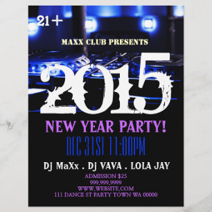 Prospectus 21,6 Cm X 24,94 Cm New Year Party Event Faire-part DJ CLUB Flyer