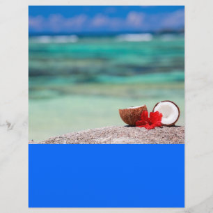 Prospectus 21,6 Cm X 24,94 Cm Noix de coco avec fleur tropicale sur une côte exo