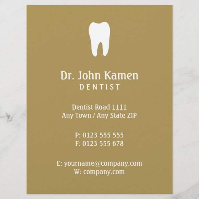 Prospectus 21,6 Cm X 24,94 Cm Nom Dentiste | Gold Info (Devant)