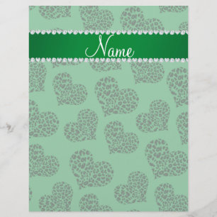 Prospectus 21,6 Cm X 24,94 Cm Nom personnalisé coeur léopard vert