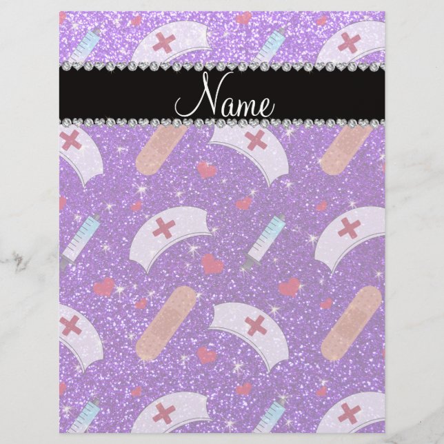 Prospectus 21,6 Cm X 24,94 Cm Nom personnalisé indigo violet parties scintillant (Devant)