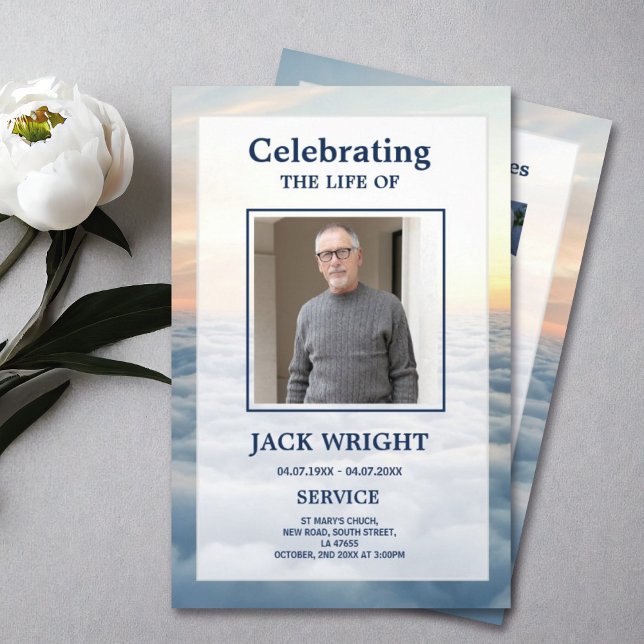 Prospectus 21,6 Cm X 24,94 Cm Nuages Programme de services funéraires Célébratio (Créateur téléchargé)