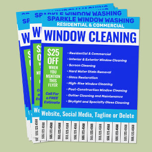 Prospectus 21,6 Cm X 24,94 Cm Numéros de téléphone de nettoyage de fenêtres