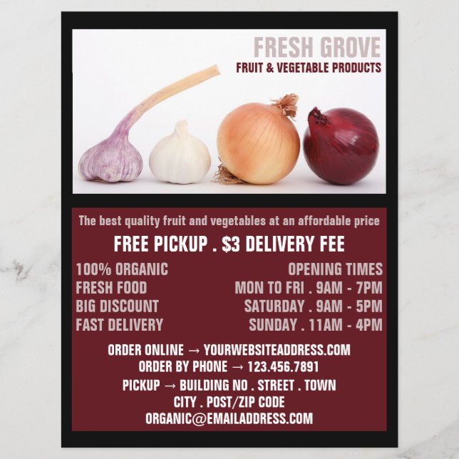 Prospectus 21,6 Cm X 24,94 Cm Oignons et ail, Greengrocers Publicité (Devant)