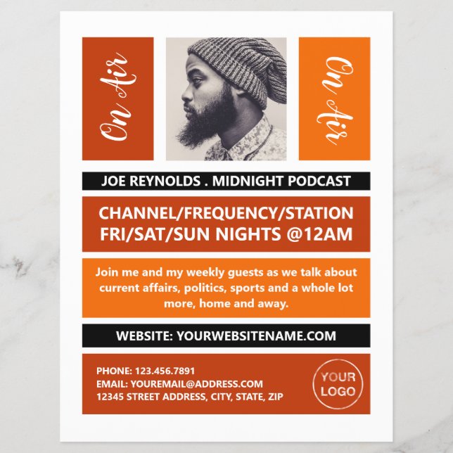 Prospectus 21,6 Cm X 24,94 Cm On Air - Podcaster Photo - Retro Podcast (Devant)