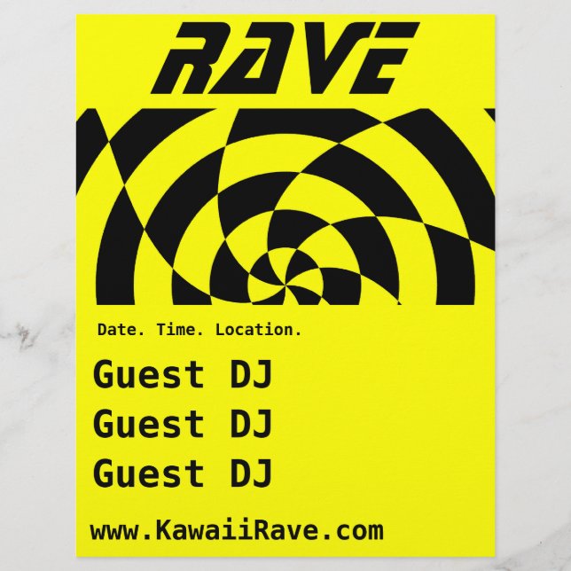Prospectus 21,6 Cm X 24,94 Cm Op Art Rave Custom Flyer (Devant)