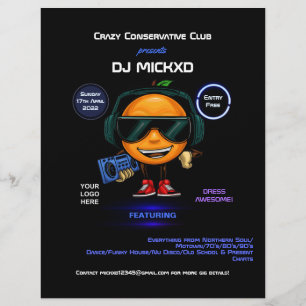Prospectus 21,6 Cm X 24,94 Cm Orange DJ Music and Dance Gig Flyer