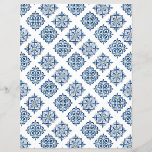 Prospectus 21,6 Cm X 24,94 Cm Ornement brodé bleu sur blanc