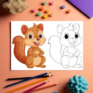 Prospectus 21,6 Cm X 24,94 Cm Page coloriage d'écureuil de Cartoon mignonne