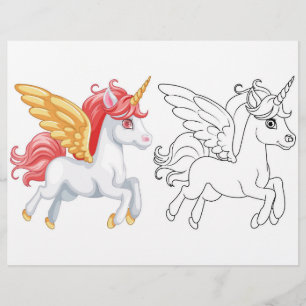 Prospectus 21,6 Cm X 24,94 Cm Page de coloration de la licorne de dessin mignon