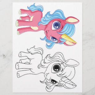 Prospectus 21,6 Cm X 24,94 Cm Page de coloration de la licorne de dessin mignon