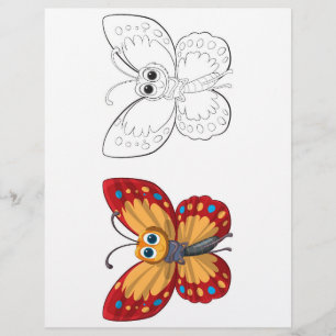 Prospectus 21,6 Cm X 24,94 Cm Page de coloration des papillons de cartons mignon