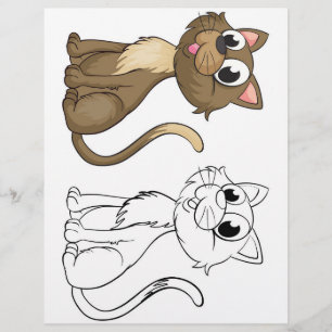 Prospectus 21,6 Cm X 24,94 Cm Page de coloration du chat de dessin mignon
