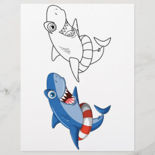 Prospectus 21,6 Cm X 24,94 Cm Page de coloriage dauphin de dessin animé mignon