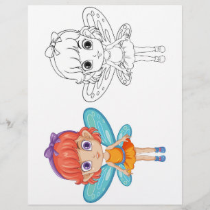 Prospectus 21,6 Cm X 24,94 Cm Page de coloriage de fille fée mignonne
