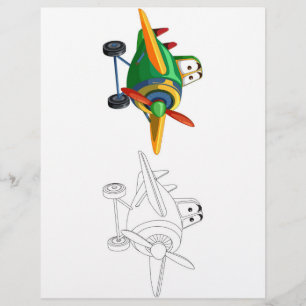 Prospectus 21,6 Cm X 24,94 Cm Page de coloriage de l'avion de dessin mignon