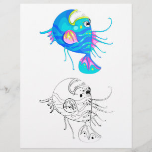 Prospectus 21,6 Cm X 24,94 Cm Page de coloriage de poissons fantaisie mignons