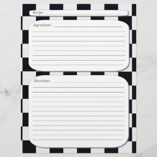 Prospectus 21,6 Cm X 24,94 Cm Page de recette à carreaux noir et blanc