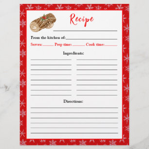 Prospectus 21,6 Cm X 24,94 Cm Page de recette de bûche de Noël pour la pâtisseri