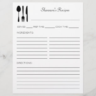 Prospectus 21,6 Cm X 24,94 Cm Pages de recettes personnalisées pour ustensiles d