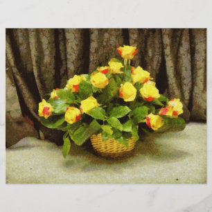Prospectus 21,6 Cm X 24,94 Cm Panier de roses jaunes peinture