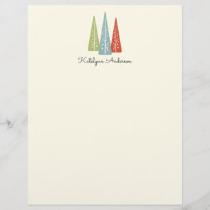 Prospectus 21,6 Cm X 24,94 Cm Papeterie de Noël Arbres Modernes de Milieu de Siè