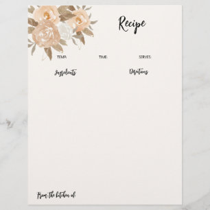 Prospectus 21,6 Cm X 24,94 Cm Papier Classeur Rustique Automne Floral Recette