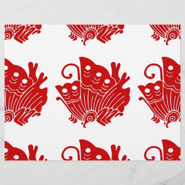 Prospectus 21,6 Cm X 24,94 Cm Papillon asiatique Japonais Conception Kamon (Devant)