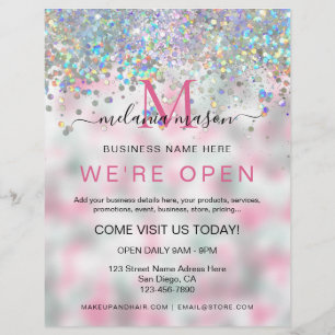 Prospectus 21,6 Cm X 24,94 Cm Parties scintillant Holographique rose Elegant Nou